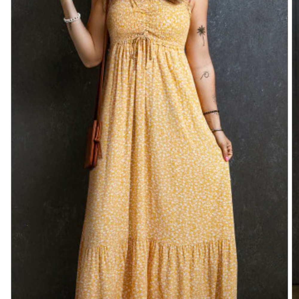 NWT Boutique Yellow floral maxi dress